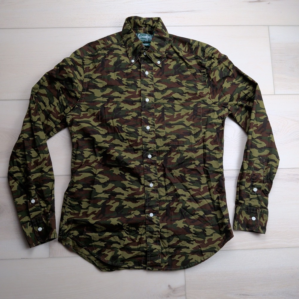 Gitman Bros Vintage Camo Shirt Mens S Cotton Long Sleeve Made in USA‎ Military